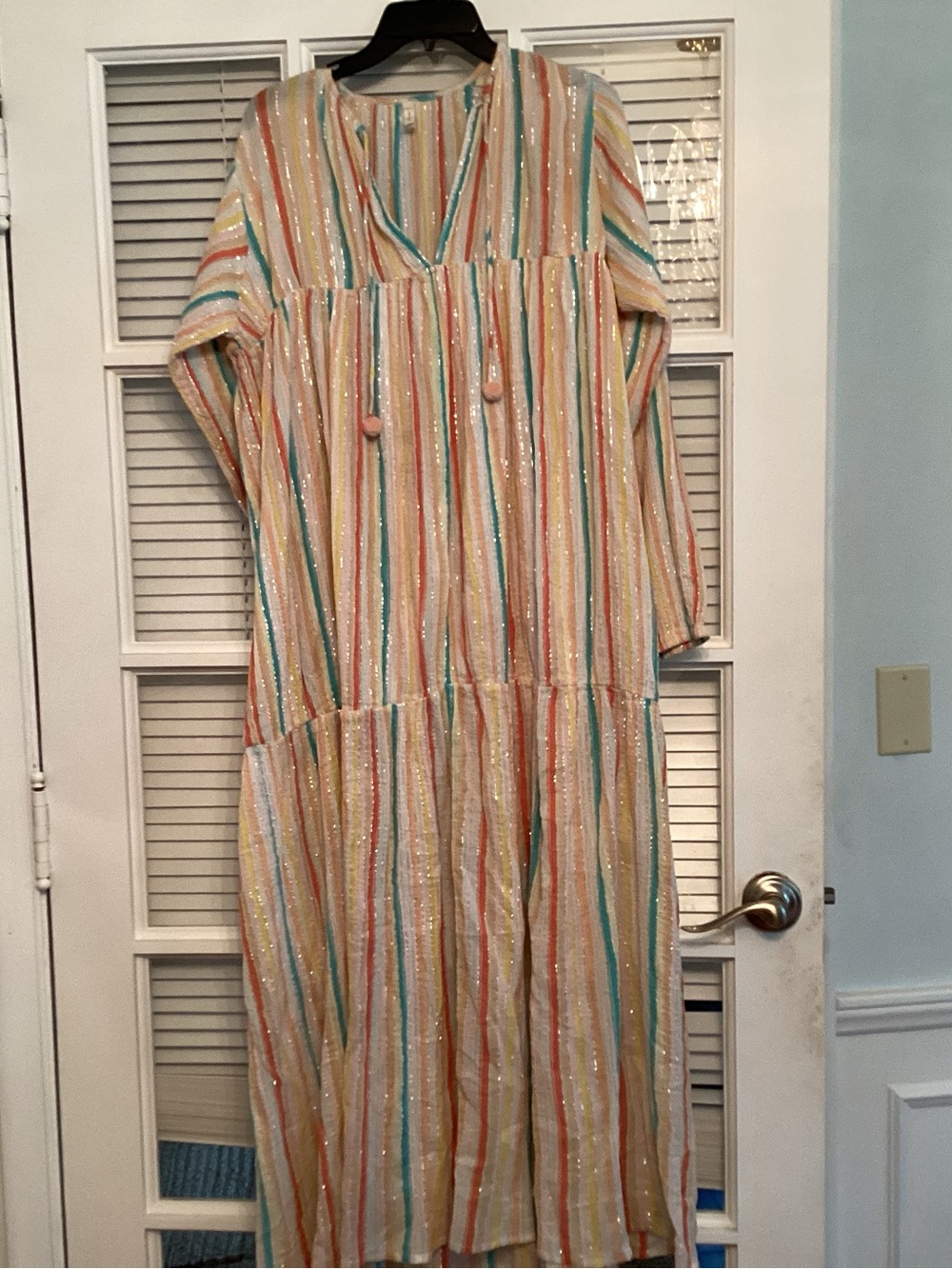 Striped Sequin Maxi Dress in Pastel Rainbow